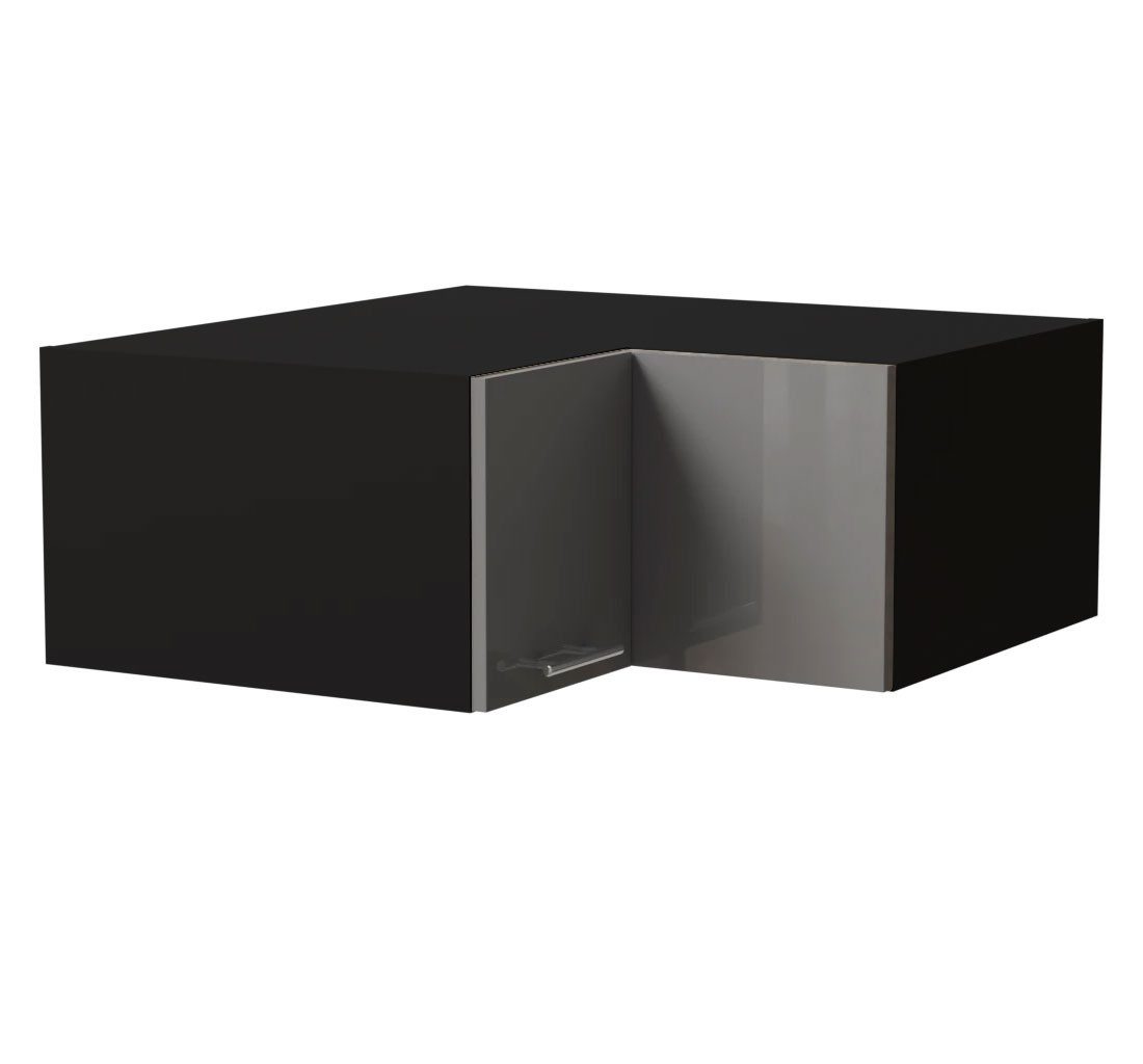 Feldmann-Wohnen Klapphängeschrank Essen (W14/90/36, 2-türig, innen 1 Fach, 1-St., Küchenhängeschrank) 90x90x36cm schwarz - grau Hochglanz (ES-W14/90/36)