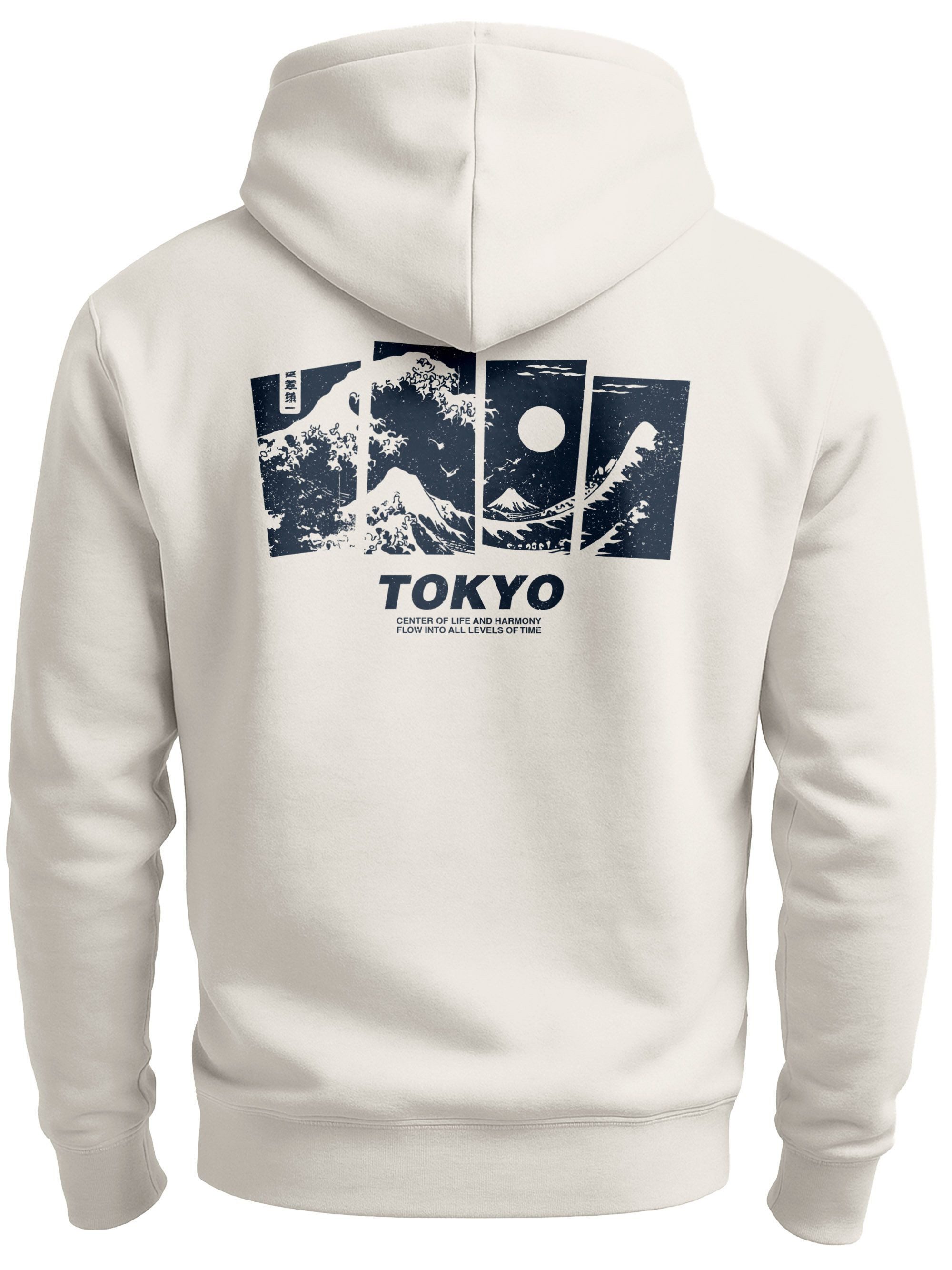 Hoodie Hoodie Backprint Herren Japan Tokyo Große Welle Kanagawa Japanische