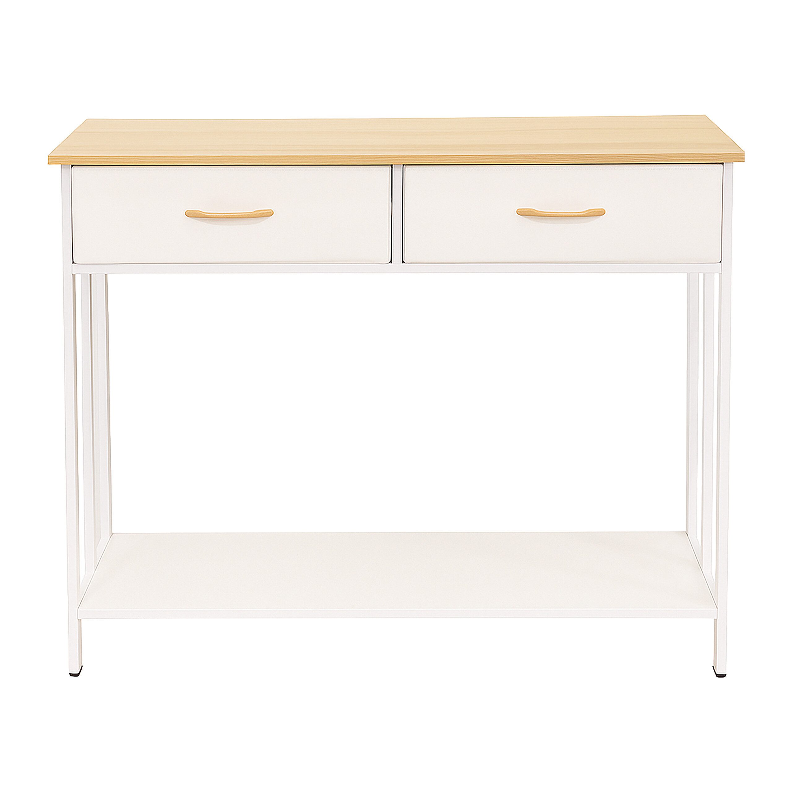 relaxdays Konsolentisch mit 2 Schublade, weiß