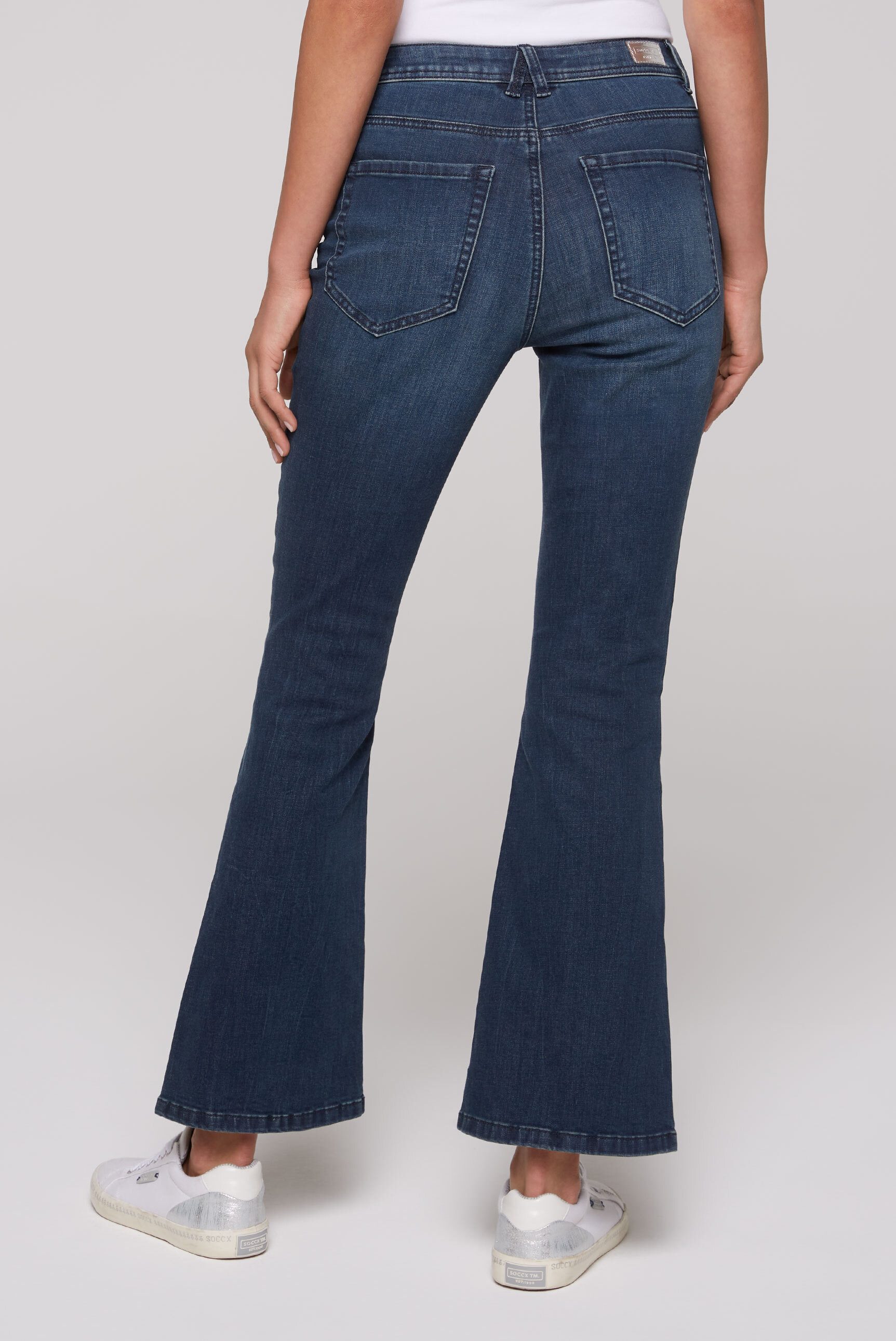 SOCCX Regular-fit-Jeans mit ausgestelltem Bein