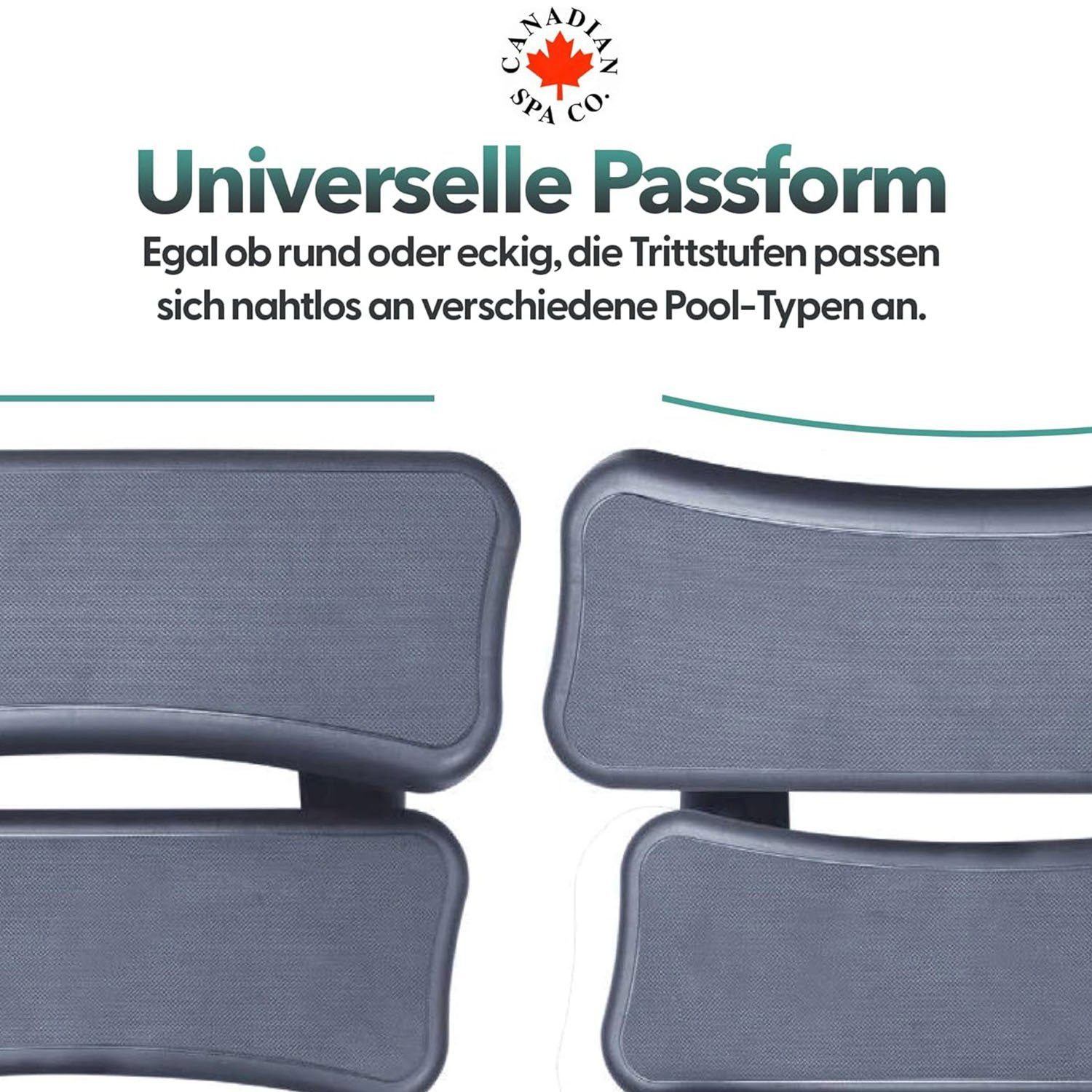 Canadian Spa GmbH Poolleiter Universal Treppe, 2 Stufen, 40 x 72 x 52 cm, Whirlpool treppe, rutschfest und tragbar.