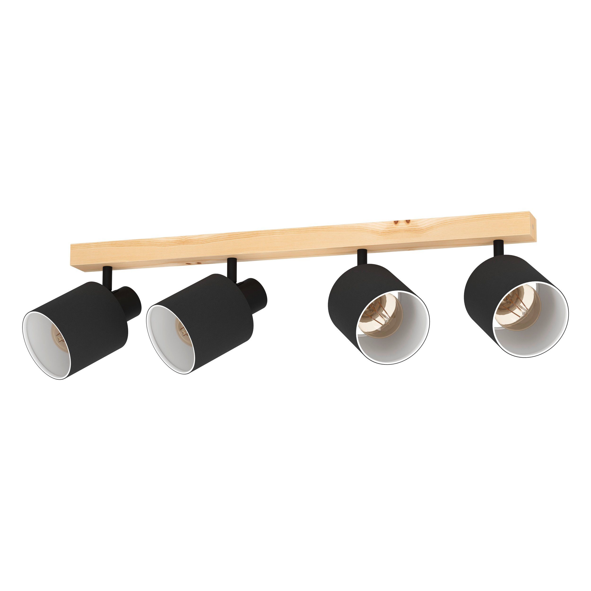 EGLO LED Deckenspot Batallas, Leuchtmittel exklusive, Skandi, Deckenstrahler aus Holz, Textil und Metall, Lampe, E27