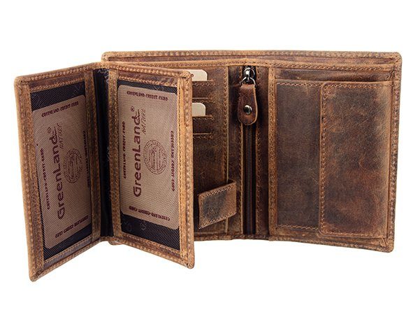 Hochformat Geldbörse Used-Look, im Leder GreenLand im Nature aus Montana,