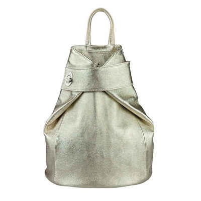 ITALYSHOP24 Rucksack Made in Italy Damen Leder Rucksack Schultertasche, als Umhängetasche & Handtasche tragbar, XL Shopper