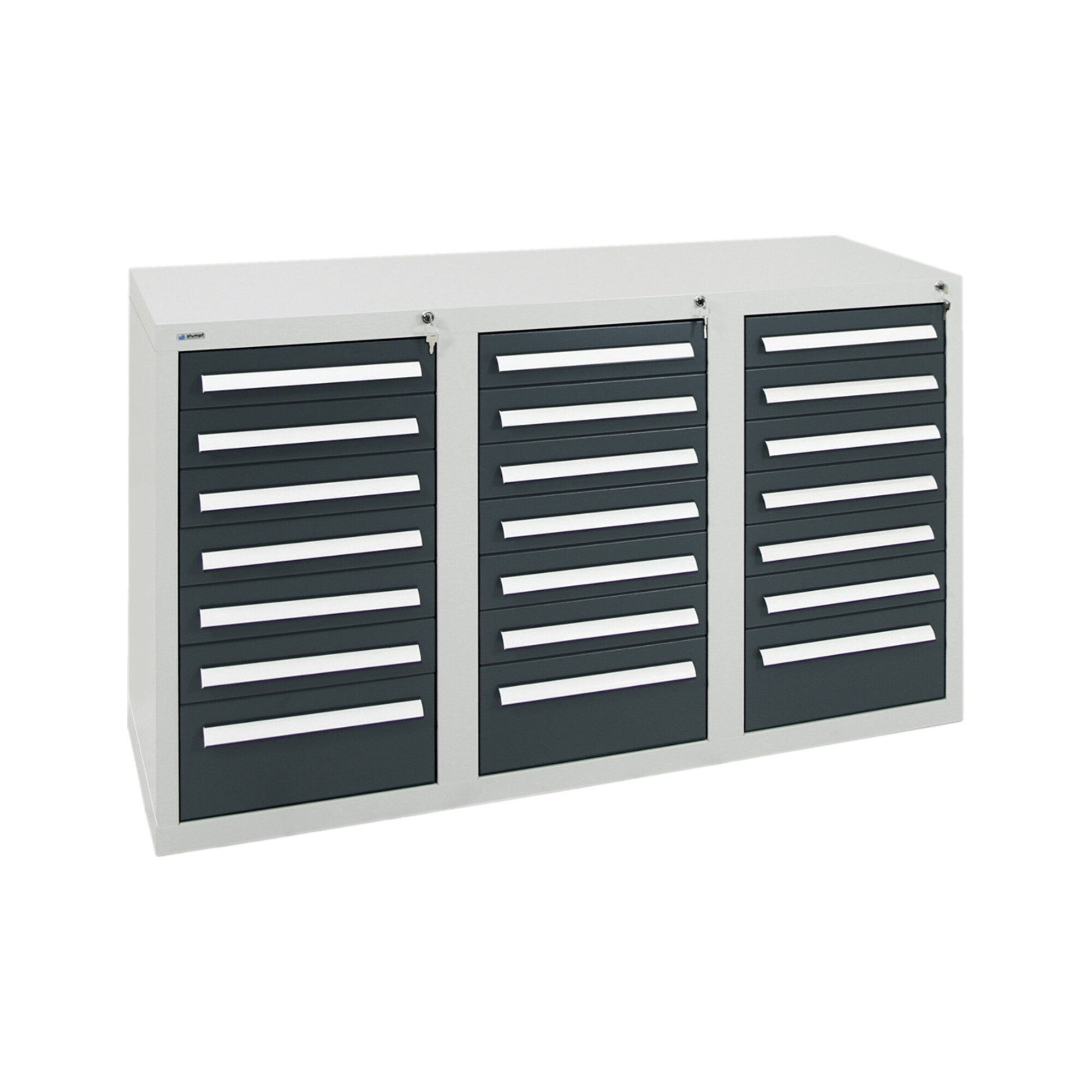 Stumpf Metall GmbH Werkzeugschrank Stumpf Schubladenschrank Serie T-100/35-1, RAL 7035/7016, 21 Schublade