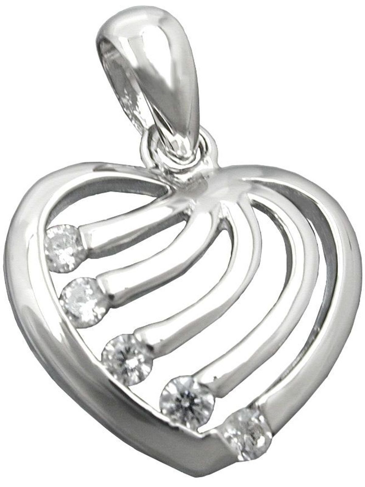 Gallay Herzanhänger 15x16mm Herz mit Zirkonias rhodiniert glänzend Silber 925 (Anhänger, 1-tlg)
