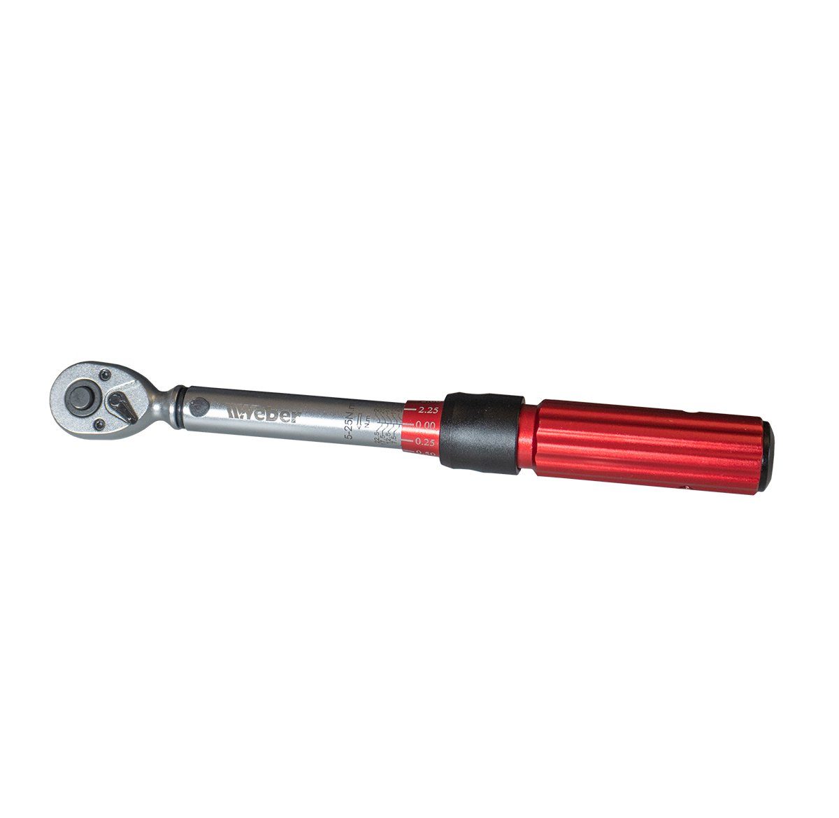 Weber GmbH Drehmomentschlüssel Weber Ratschen-Drehmomentschlüssel 1/4" 5–25 Nm, Antrieb 6,3mm (1/4), ergonomisch, rutschfest, mit Kunstoffkoffer