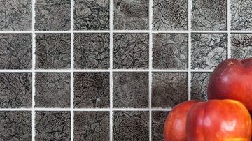 Mosani Mosaikfliesen Glasmosaik Mosaikfliese Fliesenspiegel silber anthrazit schwarz