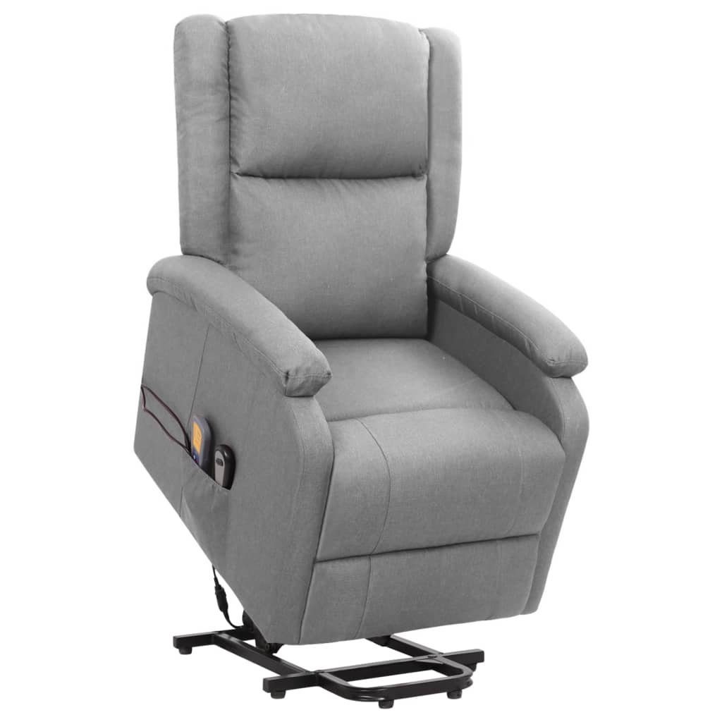 vidaXL Massagesessel Massagesessel mit Aufstehhilfe Hellgrau Stoff (1-St)