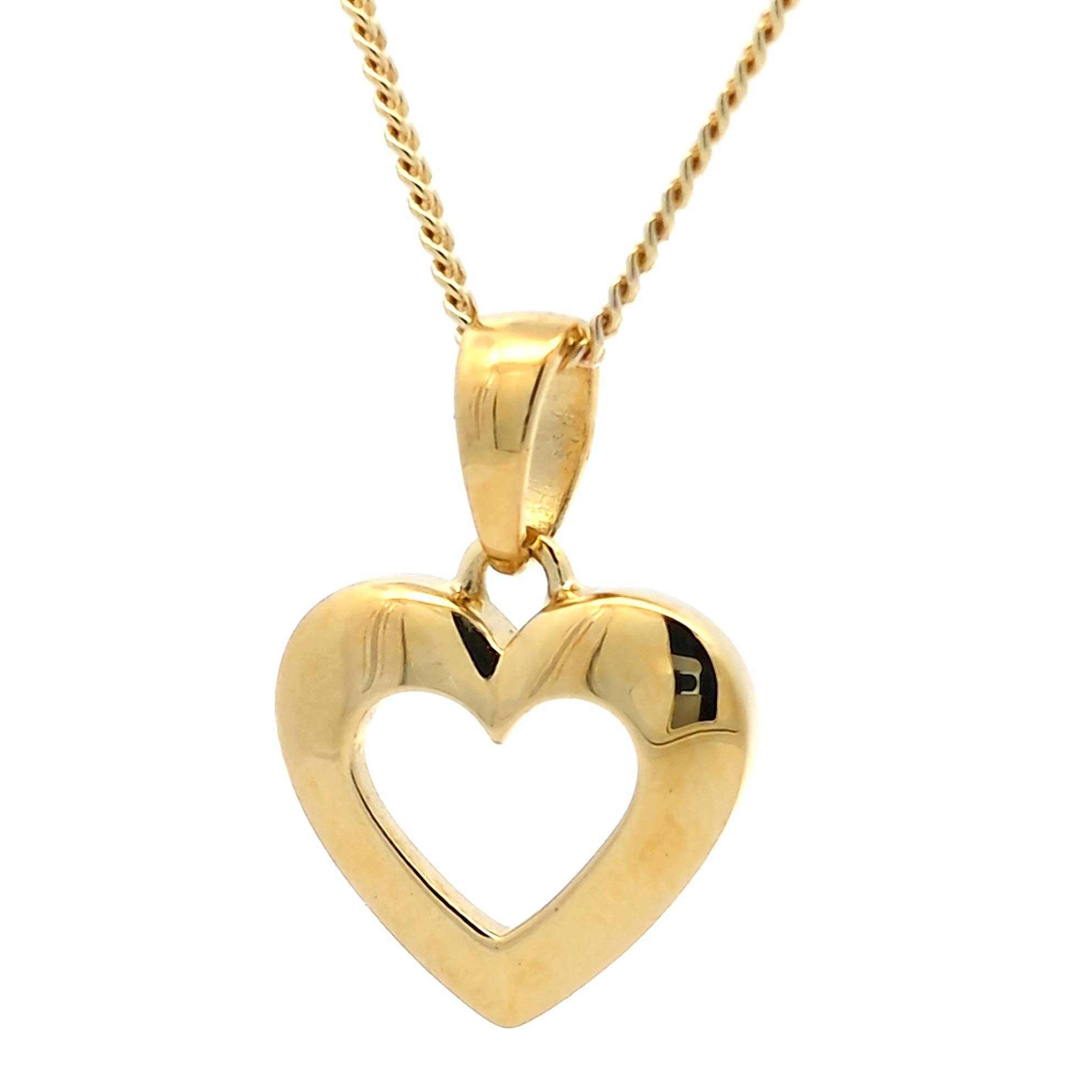 Herzanhänger Gold Anhänger Herz mit Goldkette massiv 333 - 8 Karat Gold 36 cm