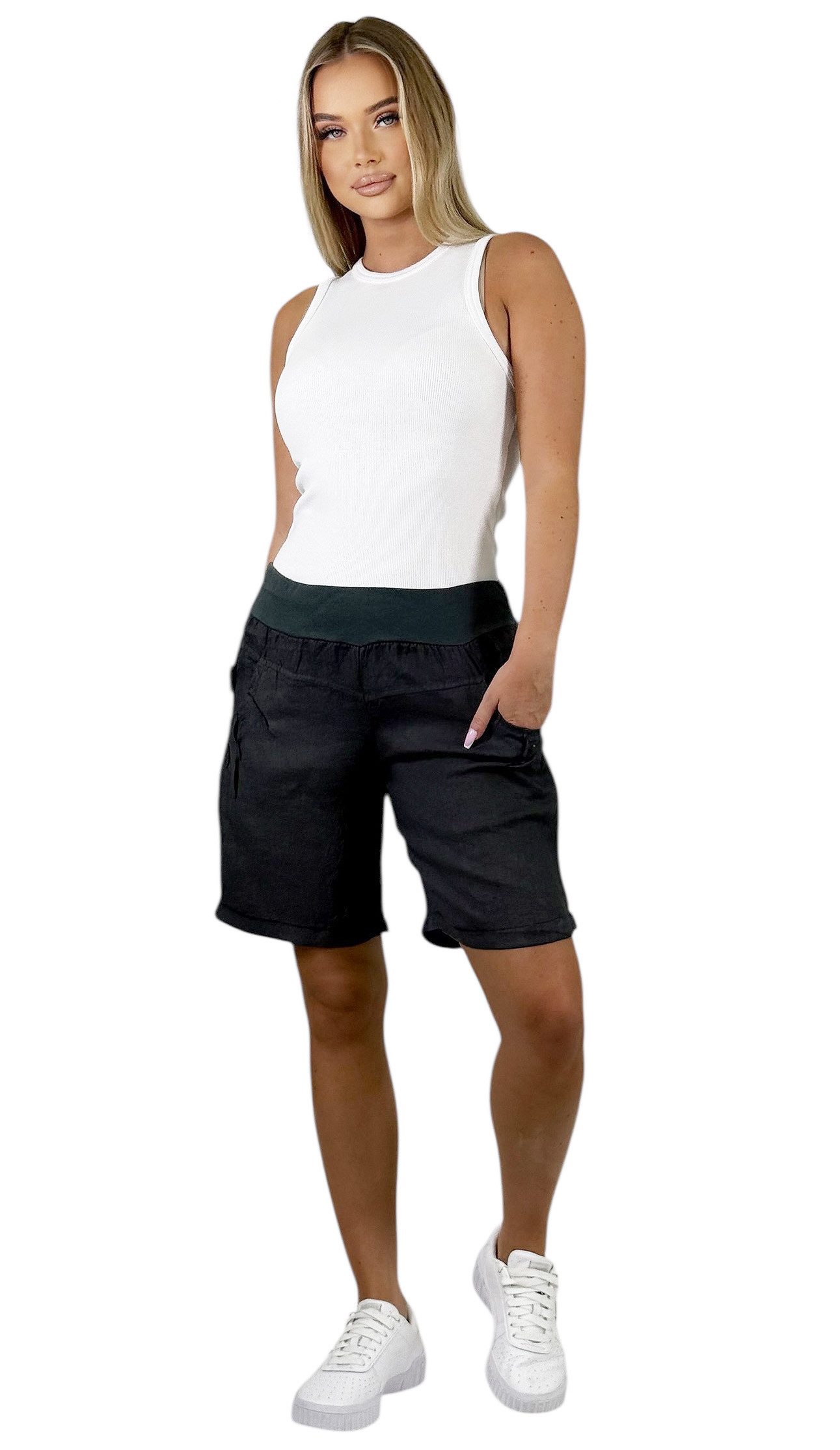 Mississhop Leinenhose 100 % Leinen Leinenshorts günstig online kaufen