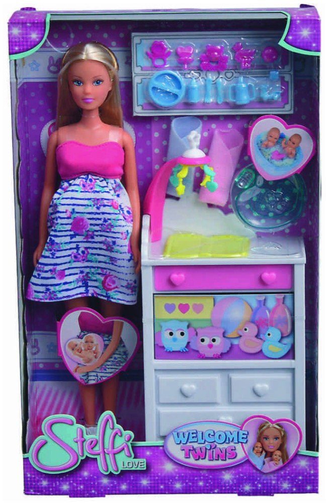 SIMBA Anziehpuppe Love Welcome Twins Schwanger Zwillinge Wickeltisch 105733 günstig online kaufen