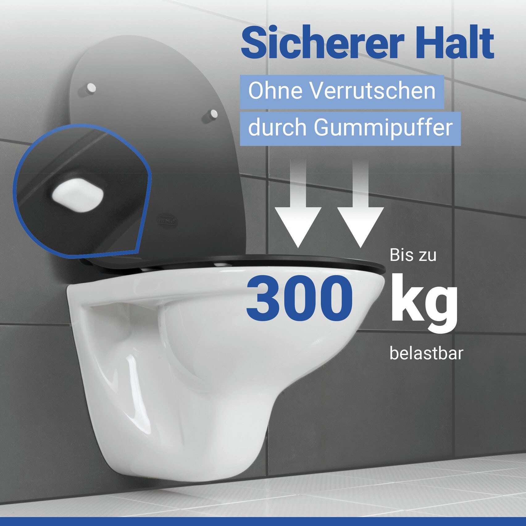 WENKO WC-Sitz Sedilo matt Schwarz (1-St), aus Duroplast, mit Absenkautomatik – Bild 2 von 5