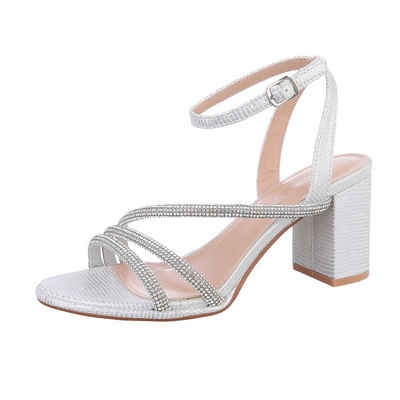 Ital-Design Damen Abendschuhe Elegant Sandalette (86345046) Blockabsatz Sandalen & Sandaletten in Silber
