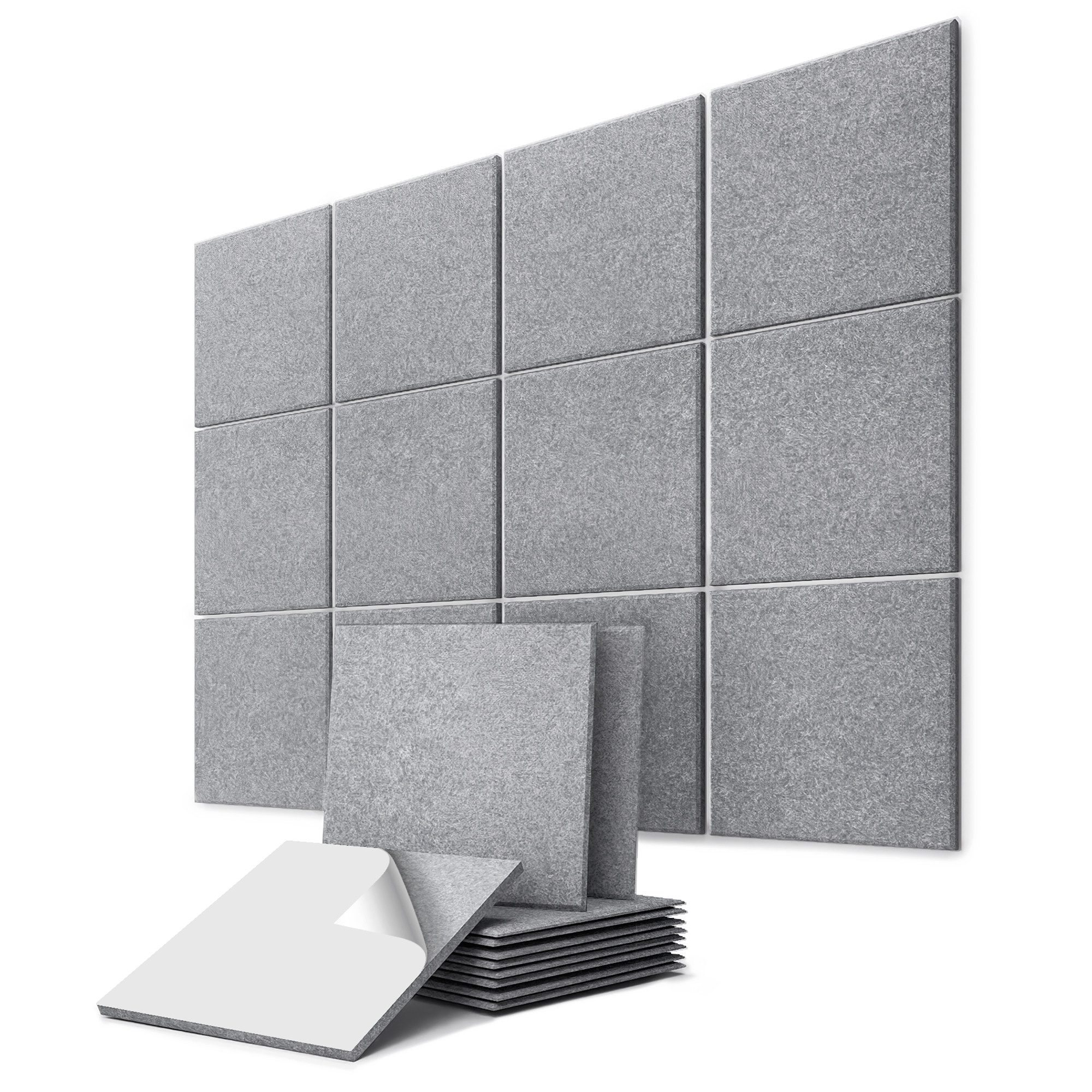 linovum Wandpaneel vilz Akustikfliesen Schallabsorber Quadrat aus Filz 250x250x9 mm, Aus 100% recyceltem PET