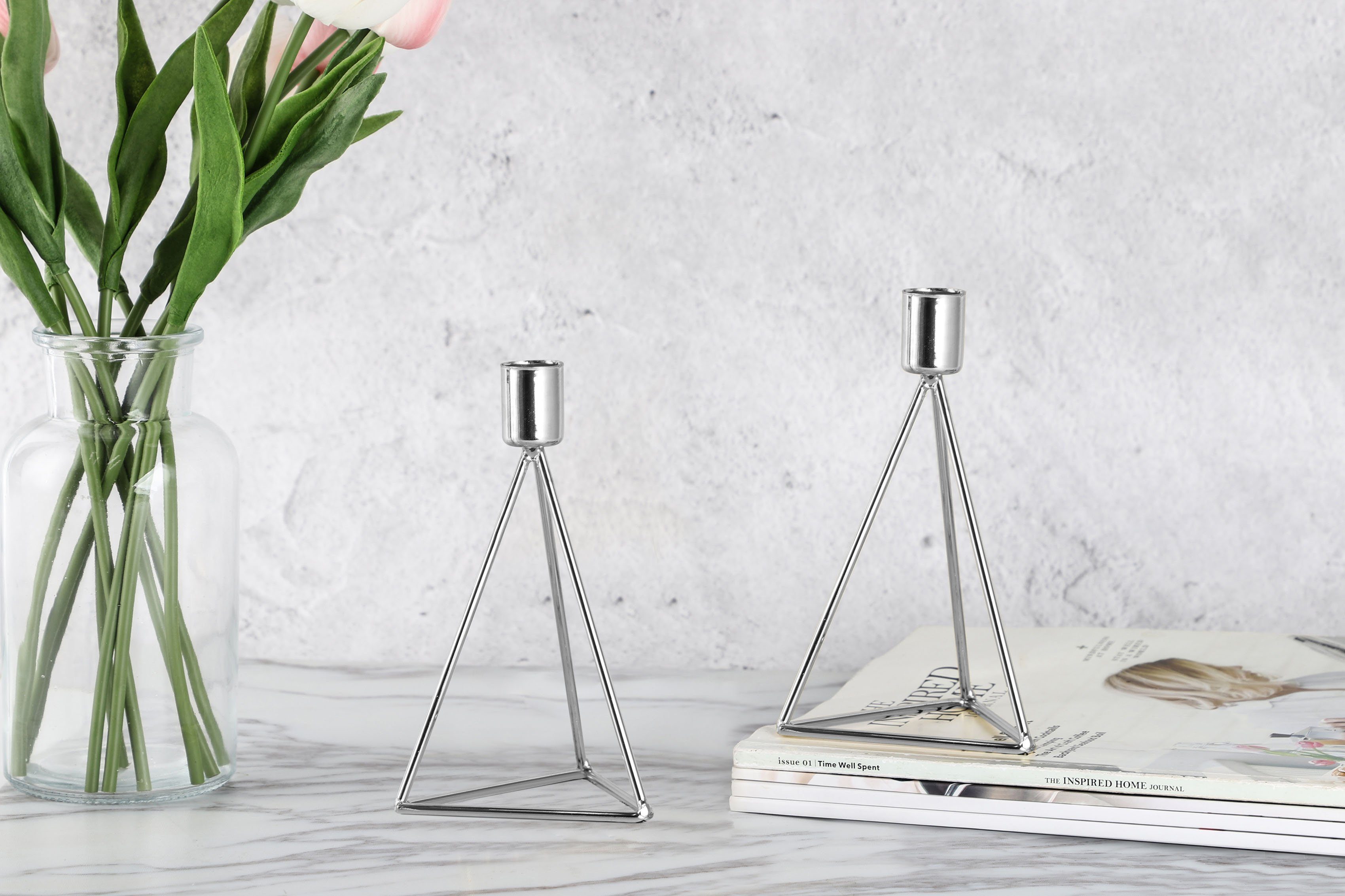 ECHTWERK Teelichthalter Modern Small, Weihnachtsdeko (Set, 2 St), moderner Kerzenhalter aus Eisen, Kerzenständer, Höhe ca. 16,5 cm