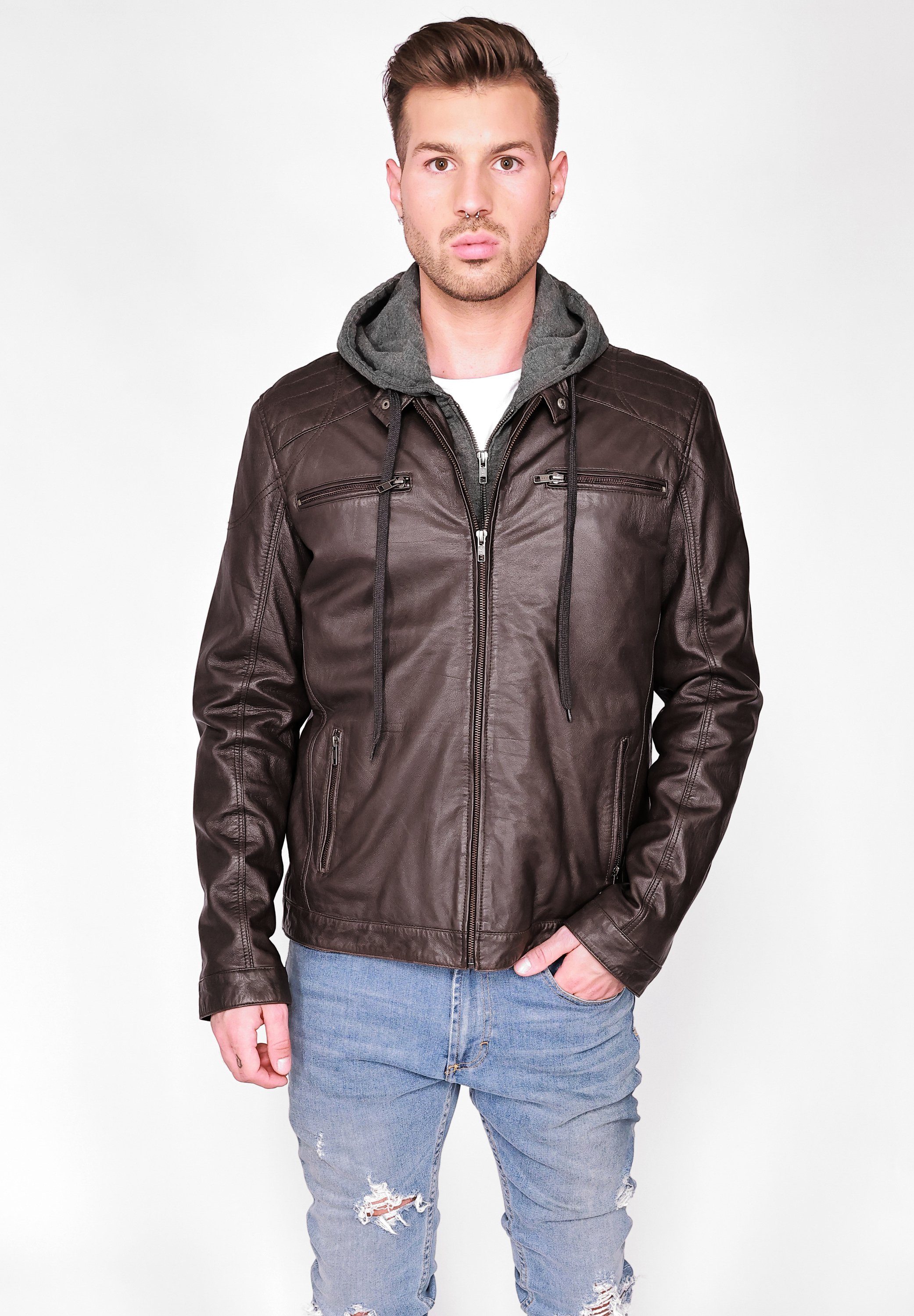 MUSTANG Lederjacke Foster dark brown