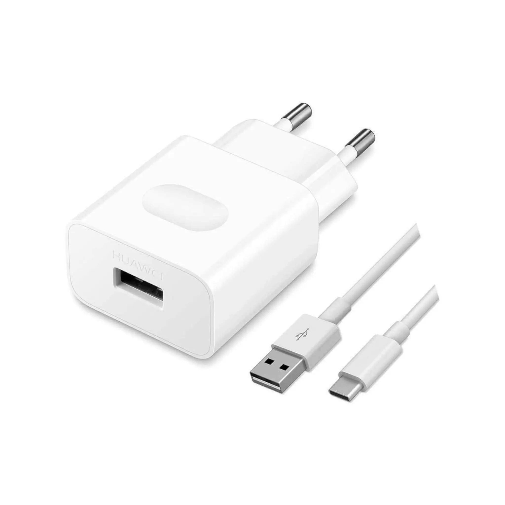 Huawei AP32 Ladegerät 18W inkl. Ladekabel USB-C Smartphone-Ladegerät (Power-Adapter Schnellladefunktion Kabellänge: 1 m Farbe: Weiß)