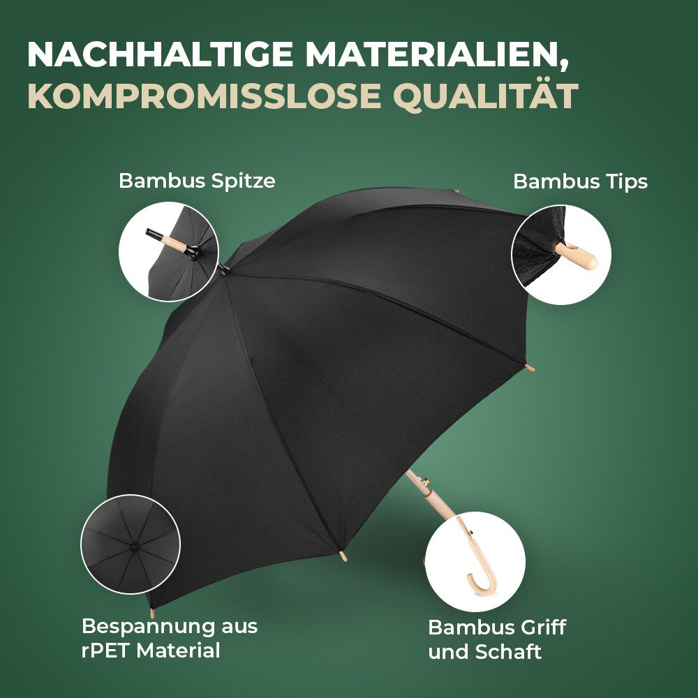Langenberg Stockregenschirm LANGENBERG Stockschirm Sturmfest [Bambus], ☑ UNSERE EMPFEHLUNG