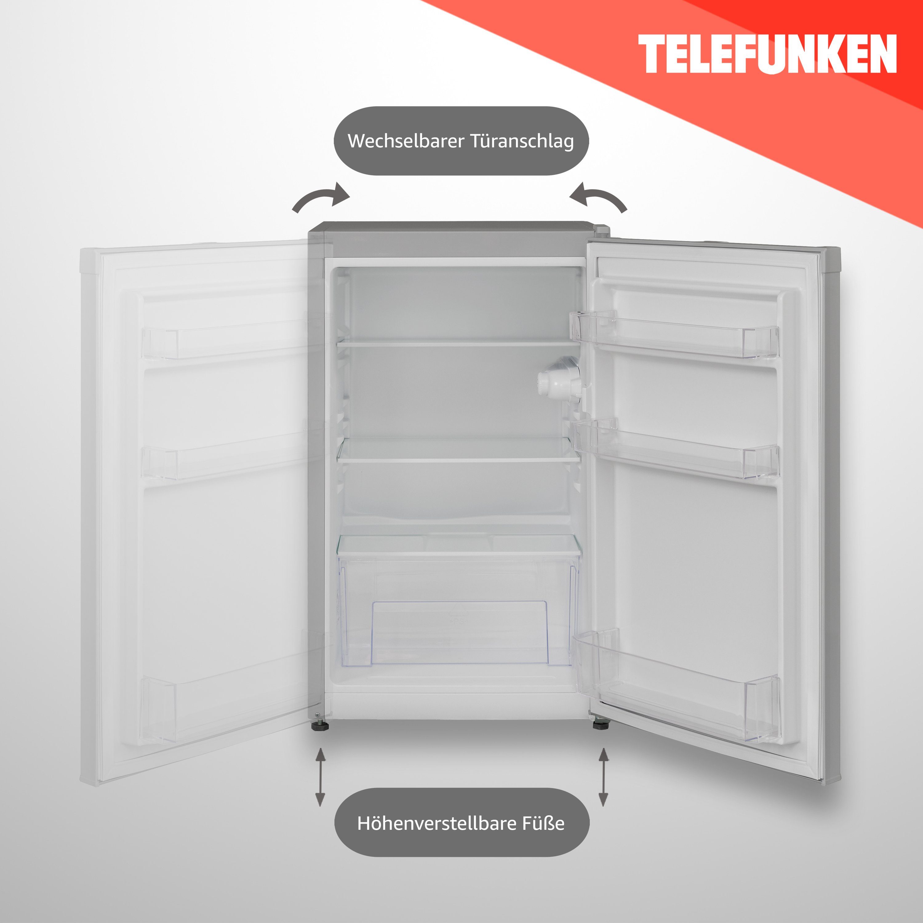 Telefunken Kühlschrank CF-31-121-S, 82.1 cm hoch, 48 cm breit, Ohne Gefrierfach, Freistehend, 90 Liter Nutzinhalt, Klein, Silber – Bild 4 von 5