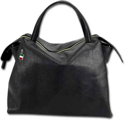 FLORENCE Umhängetasche Florence Umhängetasche Damen Handtasche (Umhängetasche, Umhängetasche), Damen Tasche Echtleder schwarz, Made-In Italy