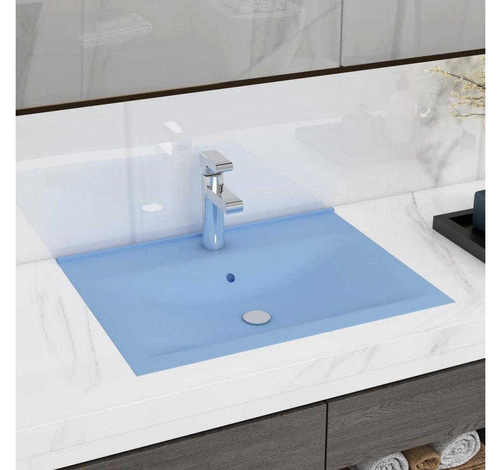 Thumbnail - vidaXL Einbauwaschbecken, Luxus-Waschbecken mit Hahnloch Matt-Hellblau 60x46 cm Keramik
