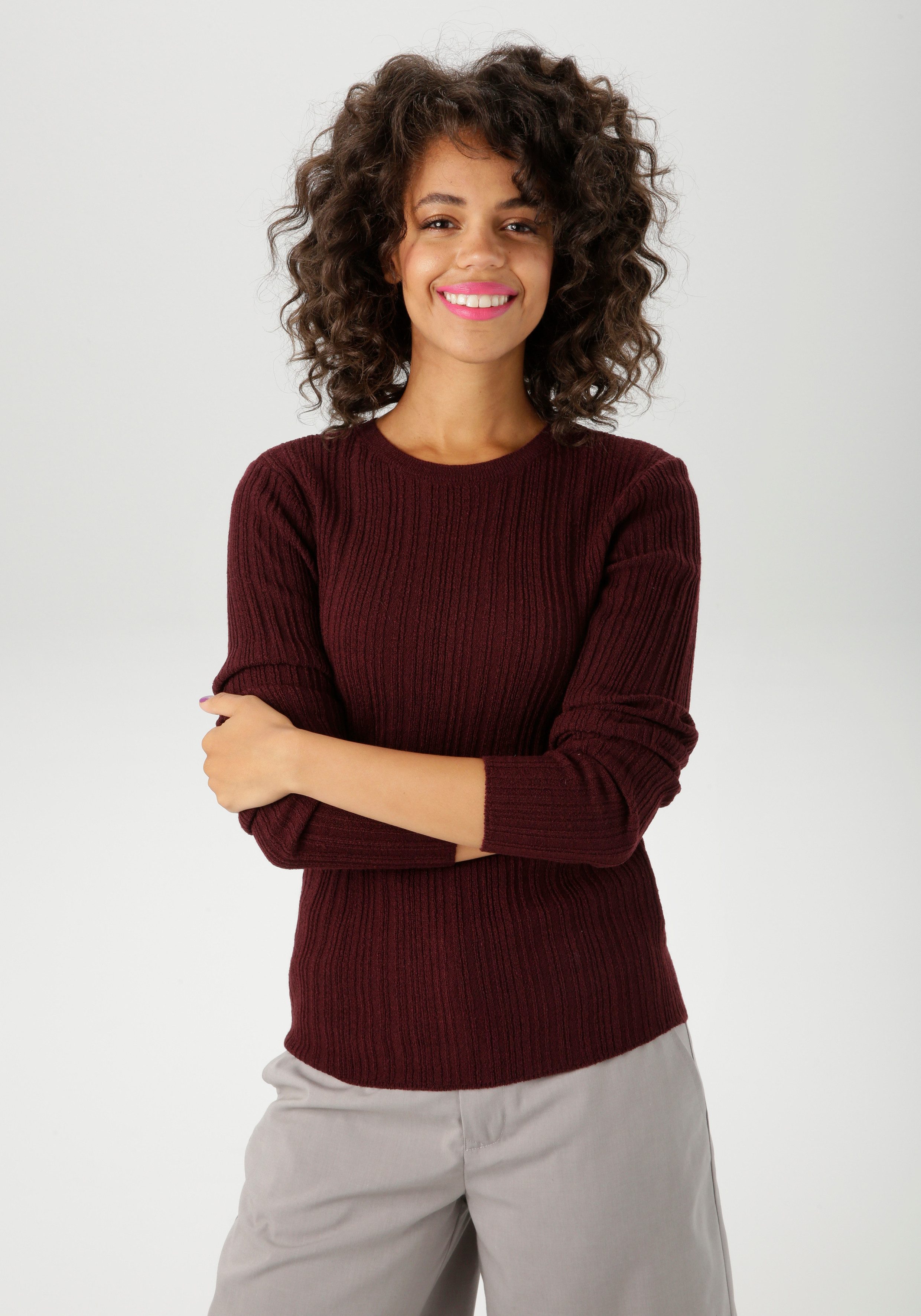 Aniston CASUAL Strickpullover, im Ripp-Muster-Mix - NEUE KOLLEKTION günstig online kaufen