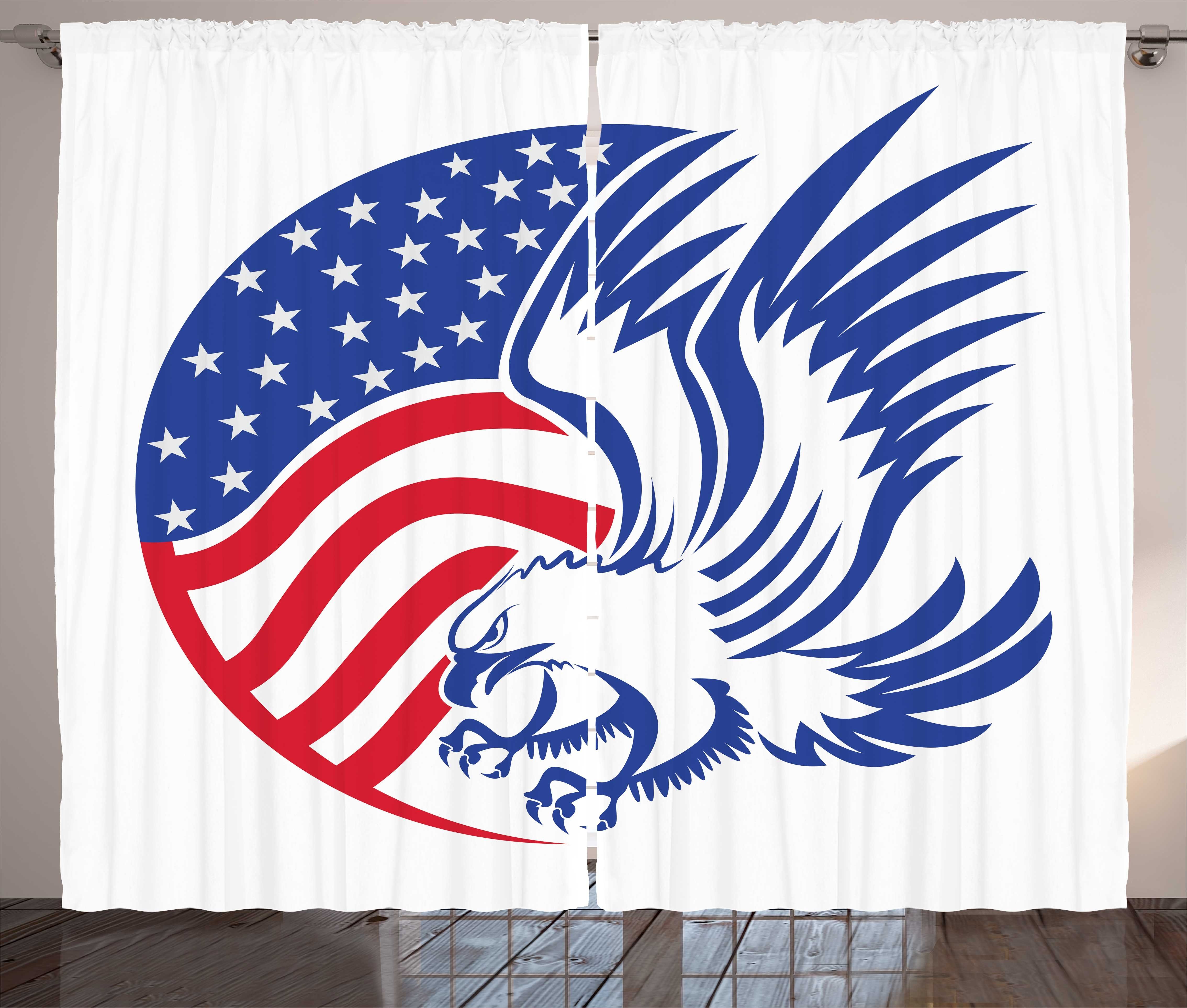 Gardine Schlafzimmer Kräuselband Vorhang mit Schlaufen und Haken, Abakuhaus, amerikanisch American Bald Eagle-Flagge