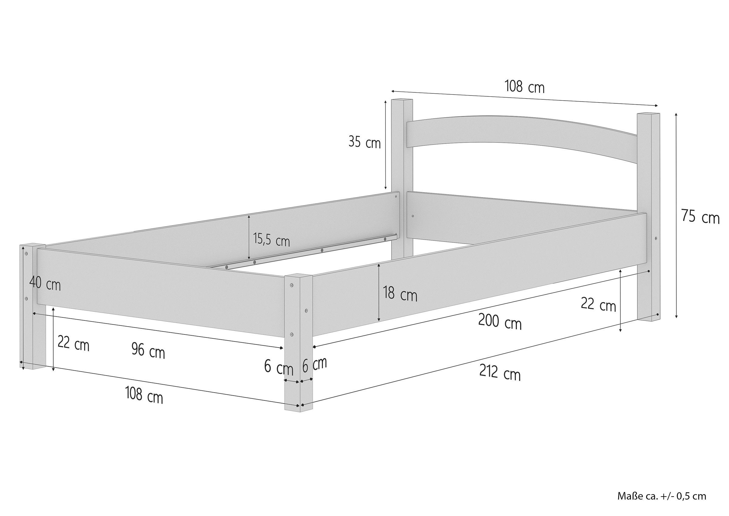 Bett Einzelbett mit Rost, Buche lackiert ERST-HOLZ Massivholz Buchefarblos 100x200