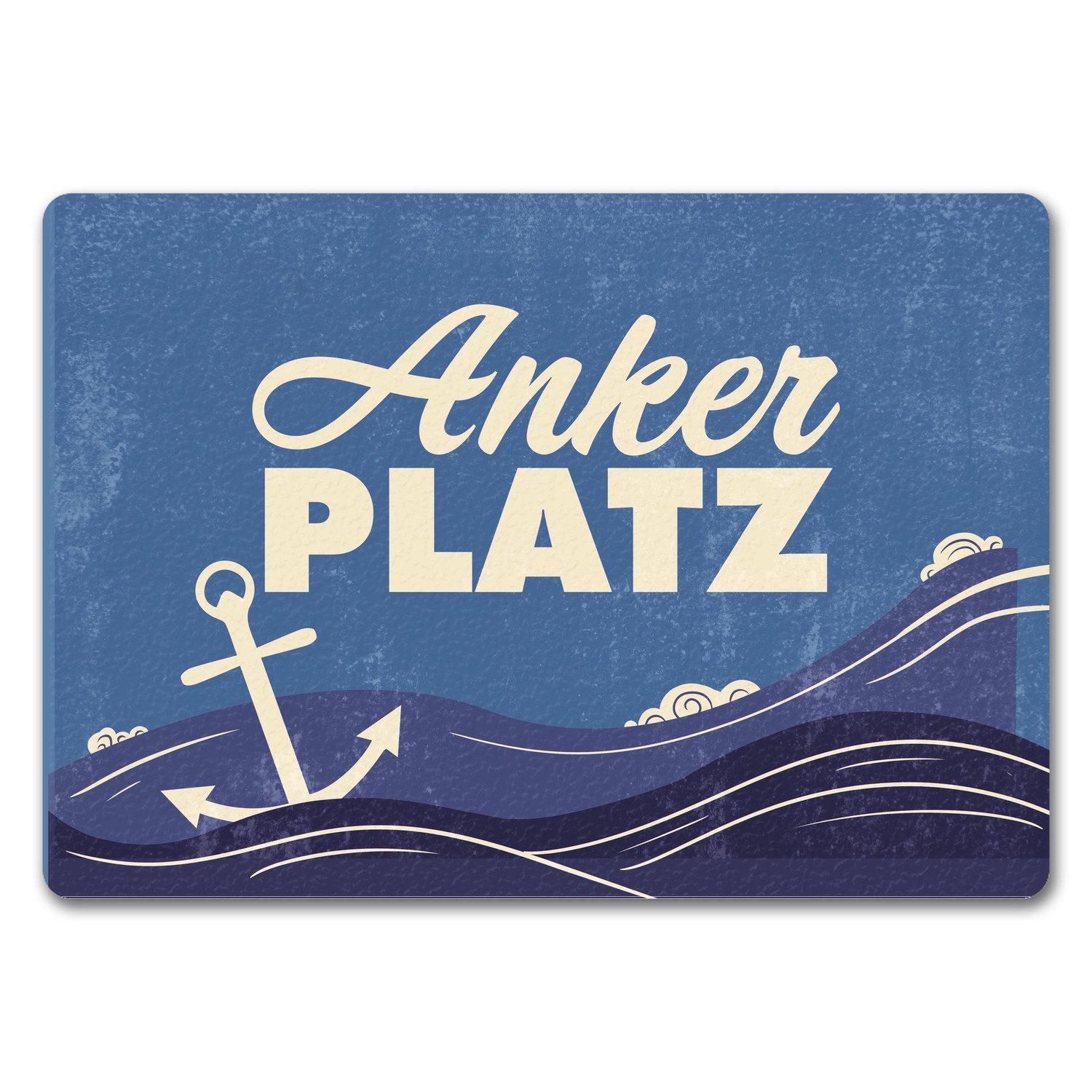 Fußmatte Fußmatte in 35x50 cm ohne Rand mit Meer Motiv und Anker Ankerplatz an