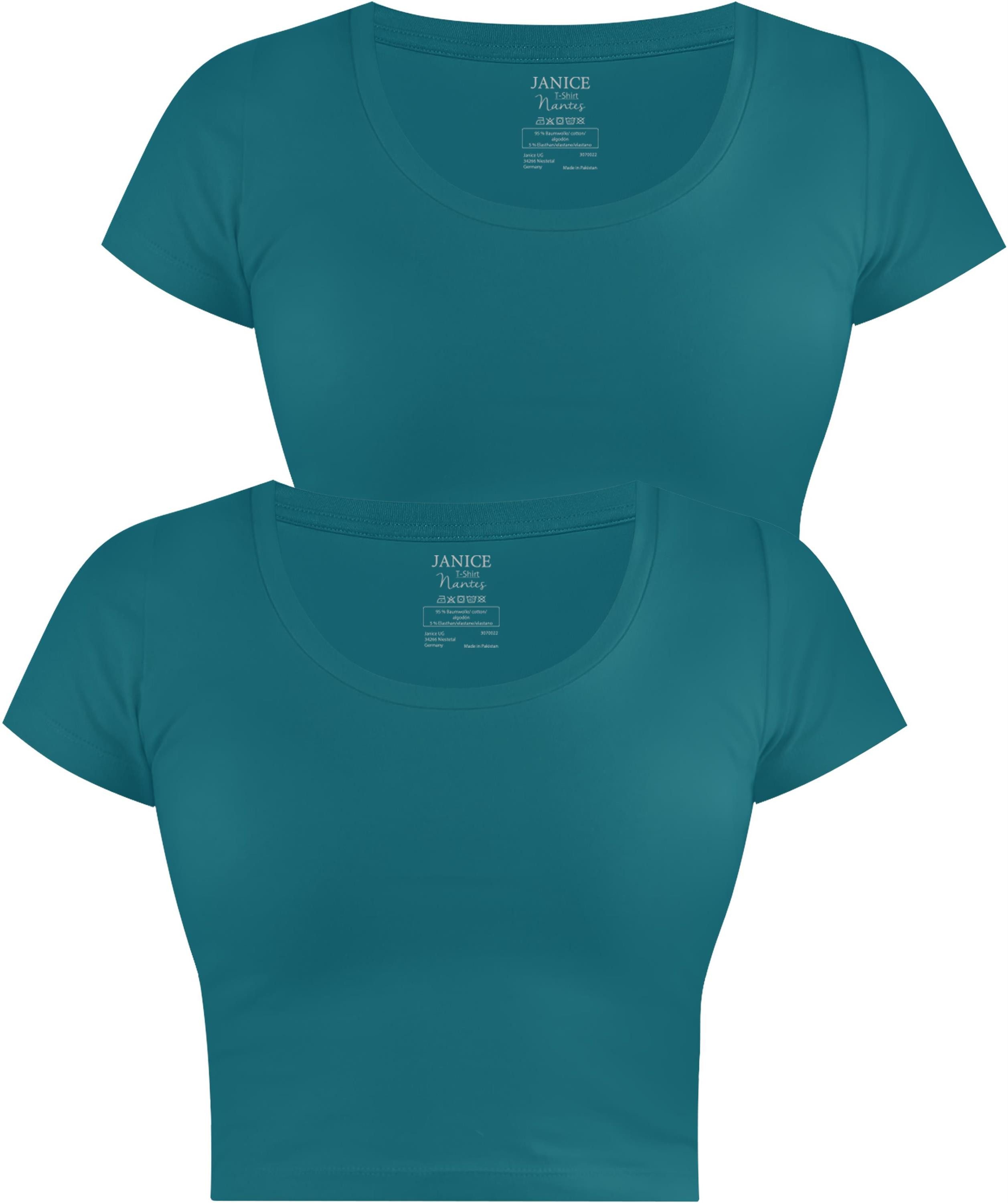 Janice Kurzarmshirt 2 x Damen crop T-Shirt Nantes Kurzes Shirt aus Baumwolle