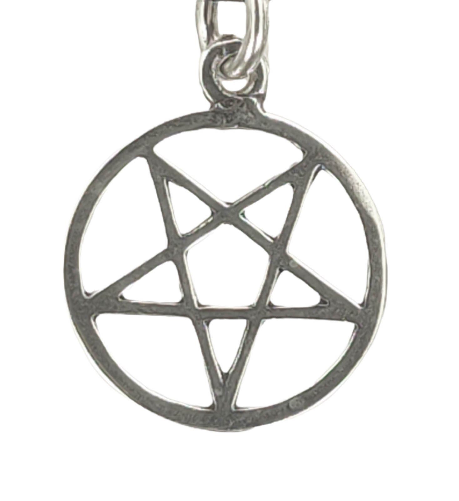 925 Satan Pentagramm of Kettenanhänger Si.52 (Sterlingsilber) Luzifer Magie Kiss Drudenfuß, Leather Silber Teufel