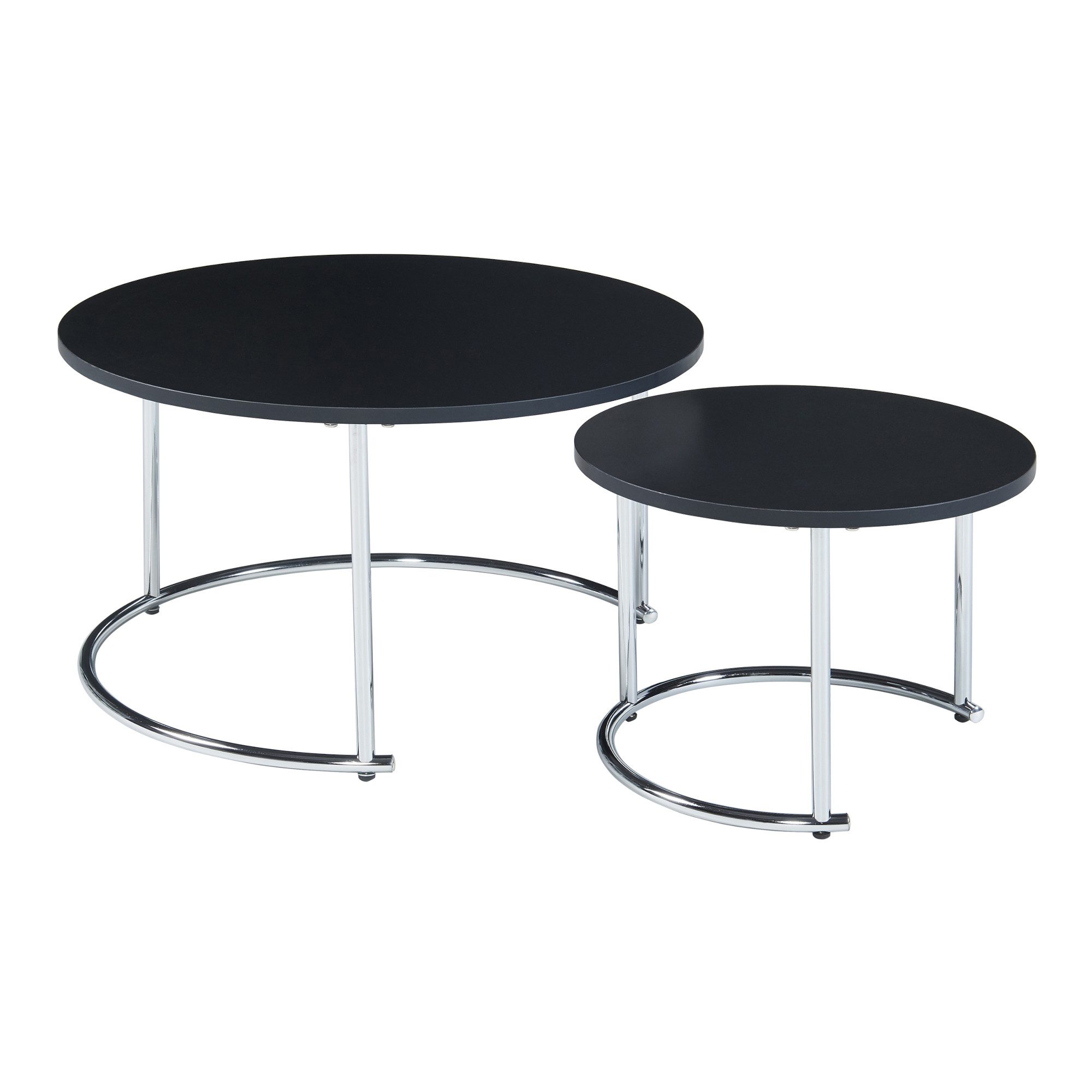 en.casa Couchtisch (Set, 2-St), »Christchurch« rund Metallgestell Schwarz/C günstig online kaufen