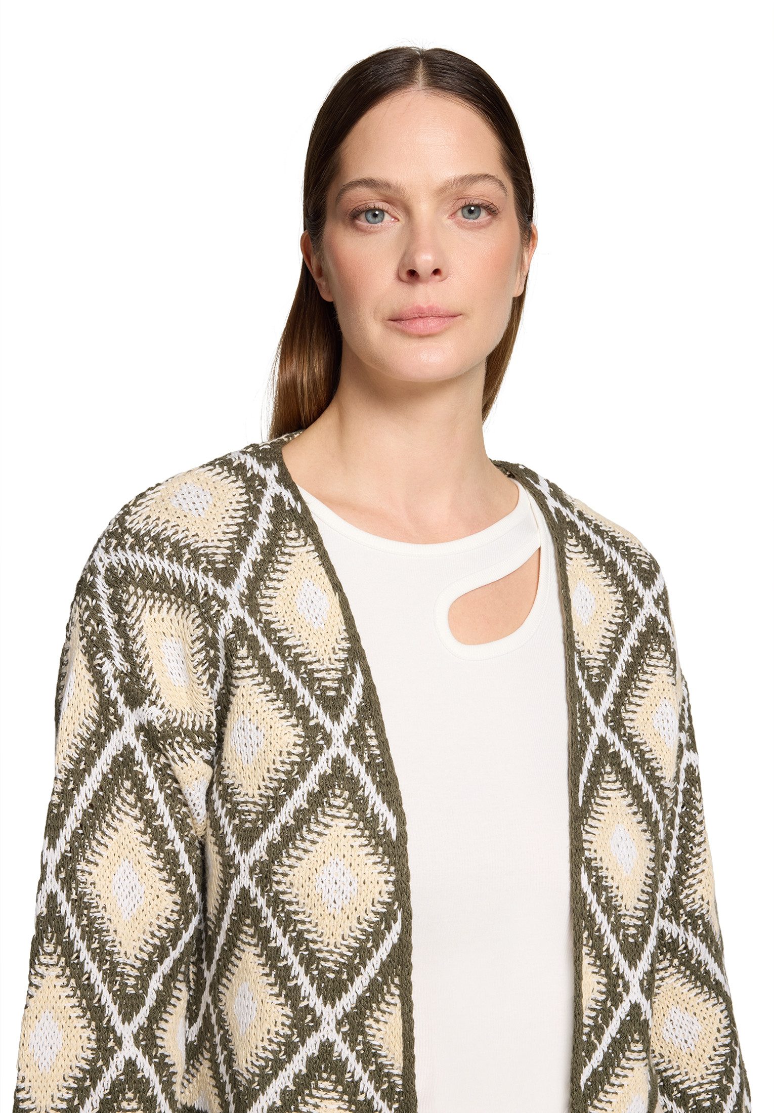 Cartoon Strickjacke Damen mit Jacquard (1-tlg)