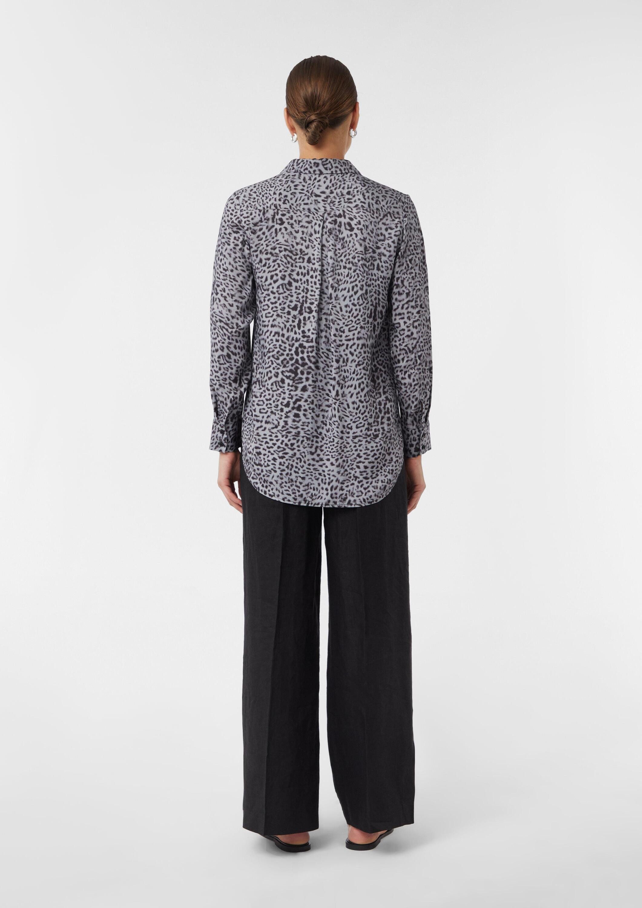 comma Langarmbluse Bluse Feine Longbluse mit Animalprint