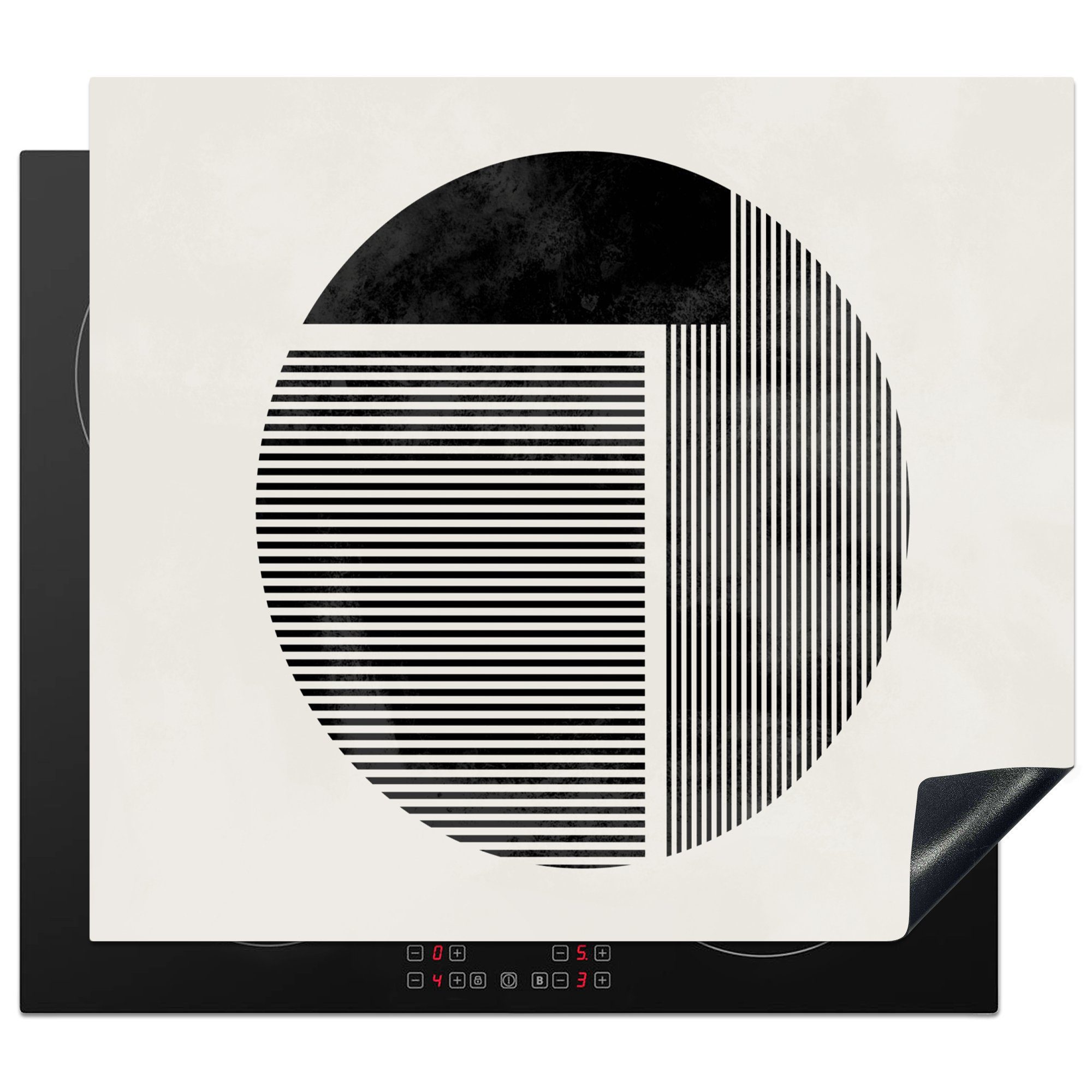 MuchoWow Herdblende-/Abdeckplatte Minimalismus - Kreis - Design, Vinyl, (1 tlg), 57x51 cm, Induktionsschutz, Induktionskochfeld, Ceranfeldabdeckung