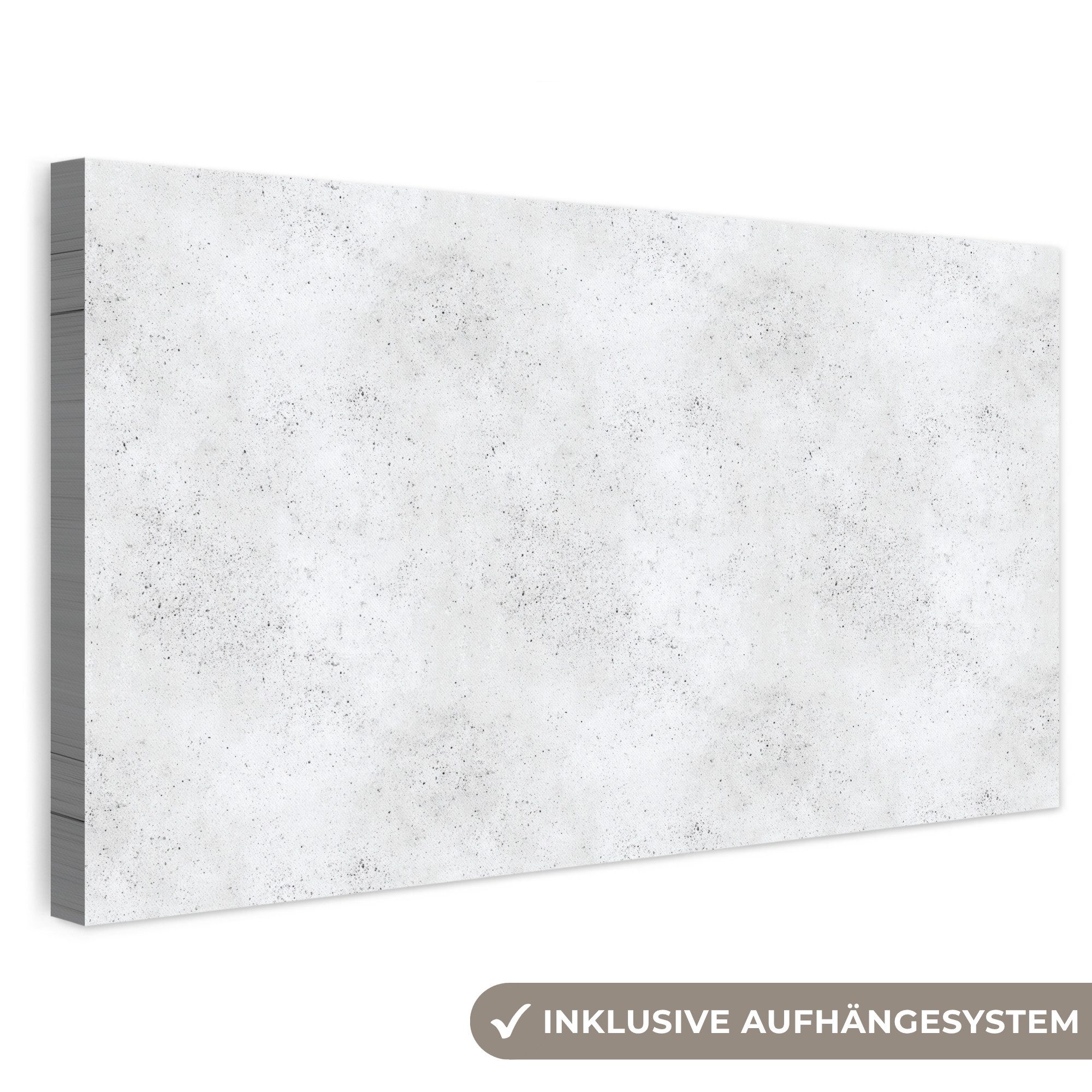 OneMillionCanvasses® Leinwandbild Panorama Hellgrau - Betonstruktur - Dezent, Fotodruck (1 St), Leinwand Bilder für Wohnzimmer Schlafzimmer 60x30 cm