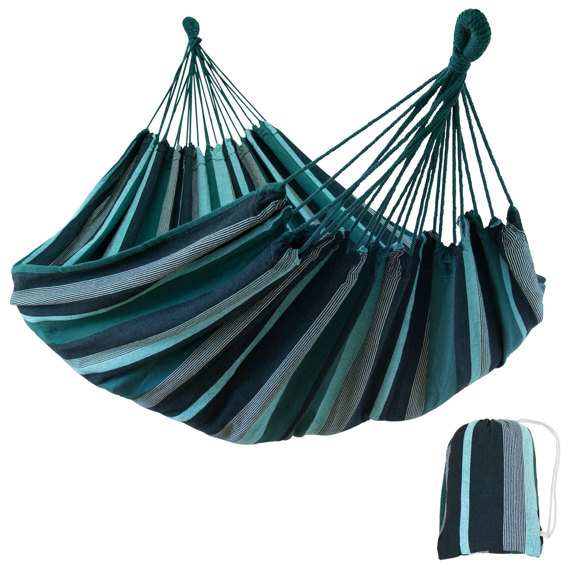 yourGEAR Hängematte Cebu Smaragd - Hängematte 220 x 160 cm 300 kg Baumwolle Tuchhängematte
