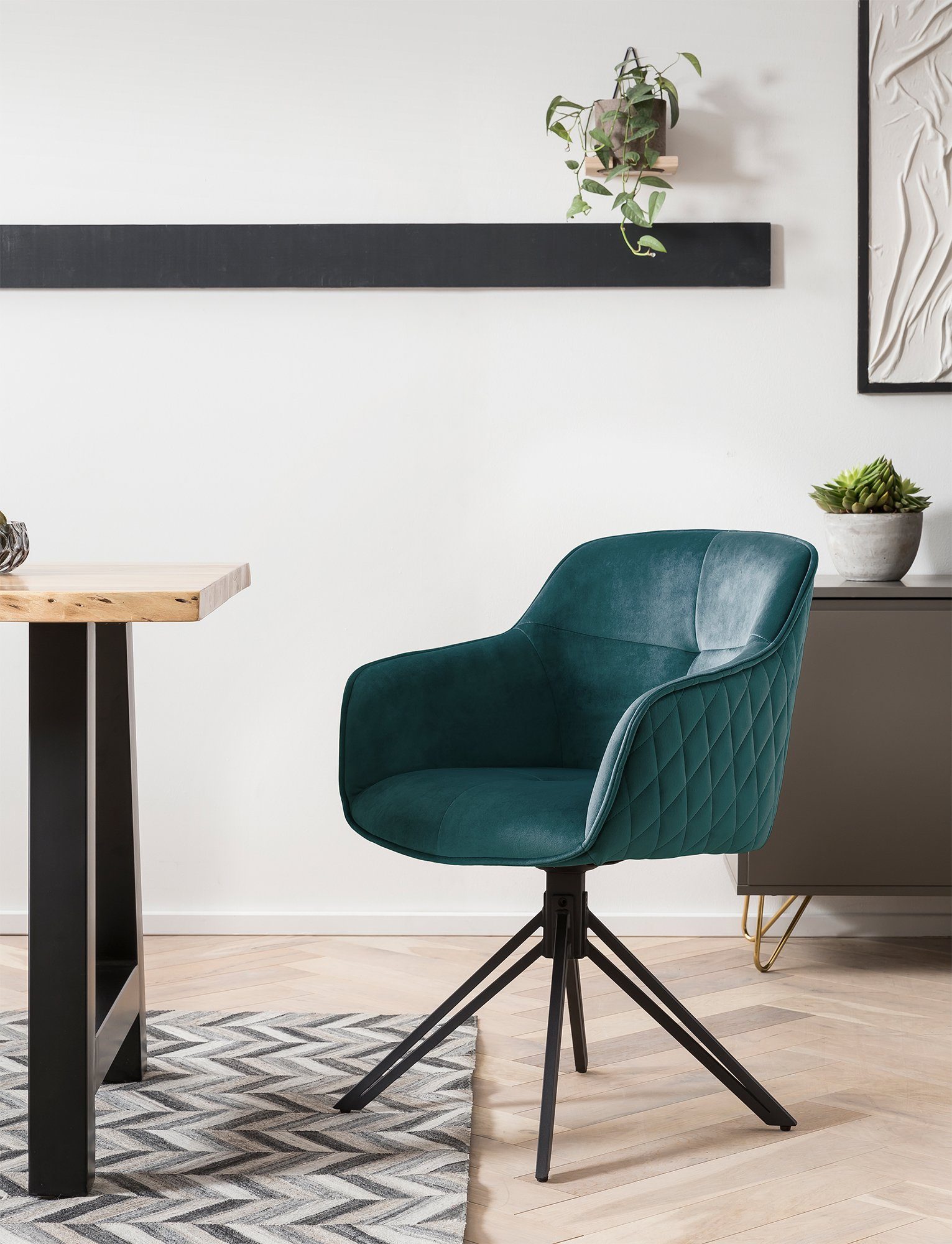 SalesFever Armlehnstuhl Stilvoller Esszimmerstuhl, mit 360° Drehfunktion – Bild 2 von 5