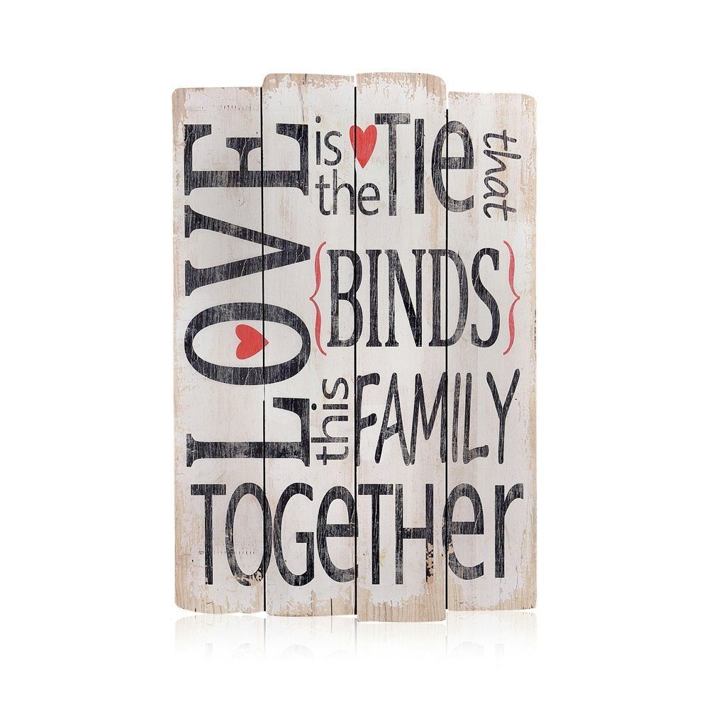 Melko Wandbild Holzschild LOVE 60cm Holzbild Wandbild Wanddekoration Shabby, LOVE (Stück, 1 St), Massivholz