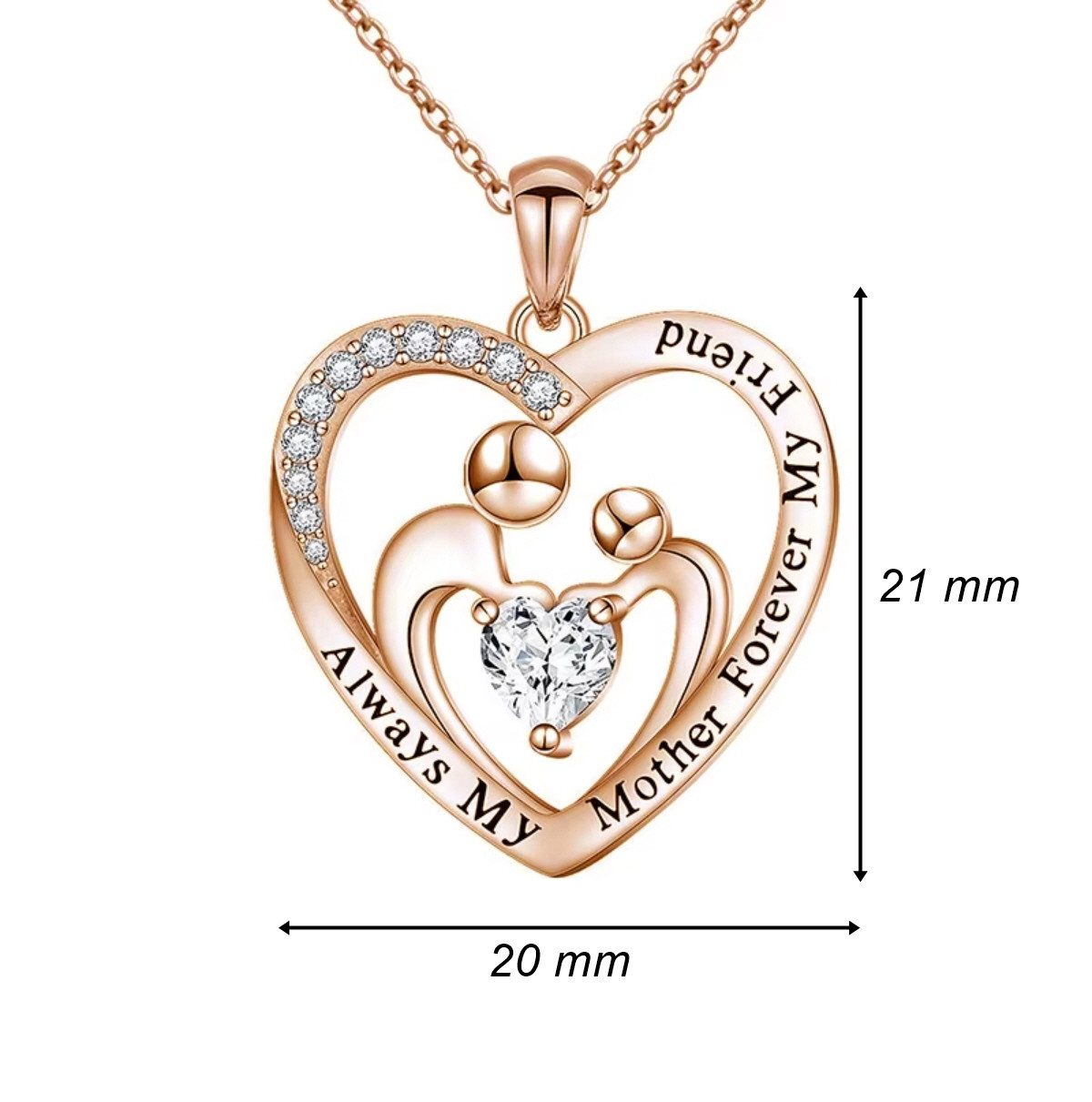 ELLAWIL Silberkette Herzkette Glitzerstein Mutter Tochter für immer Freunde günstig online kaufen