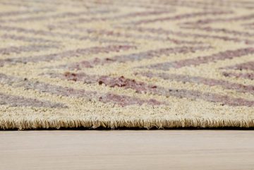 Teppich Bayonne, Green Looop, rechteckig, Höhe: 6 mm, Rauten-Muster, robust, natürlicher handgefertigter Look mit Fransen