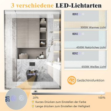 COSTWAY Badspiegel, Touch LED Spiegel, 70 x 50cm rechteckig