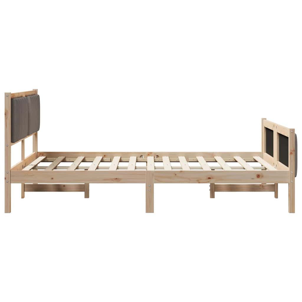 vidaXL Bed Frame Brown and Taupe 140 x 190 cm Solid Pine Wood (1-piece)
