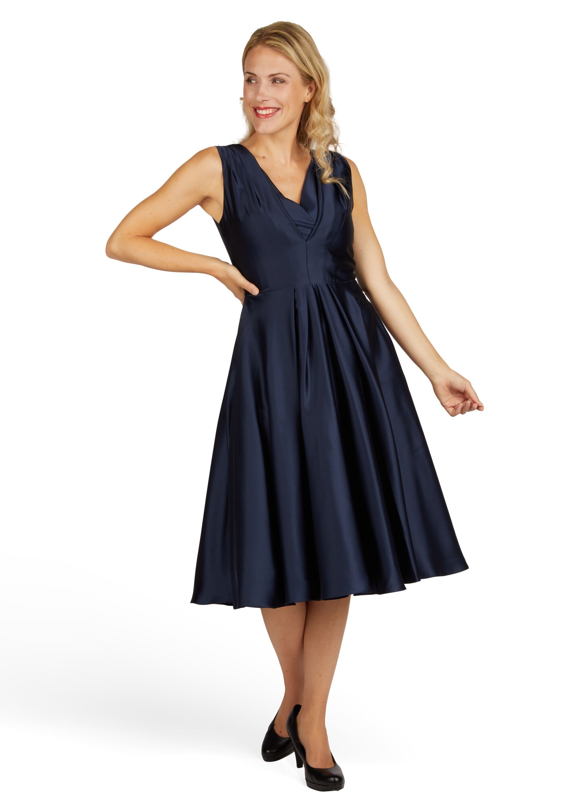 Kleo Abendkleid Abendkleid aus Satin Mit seitlichen Eingrifftaschen MIDNIGHT