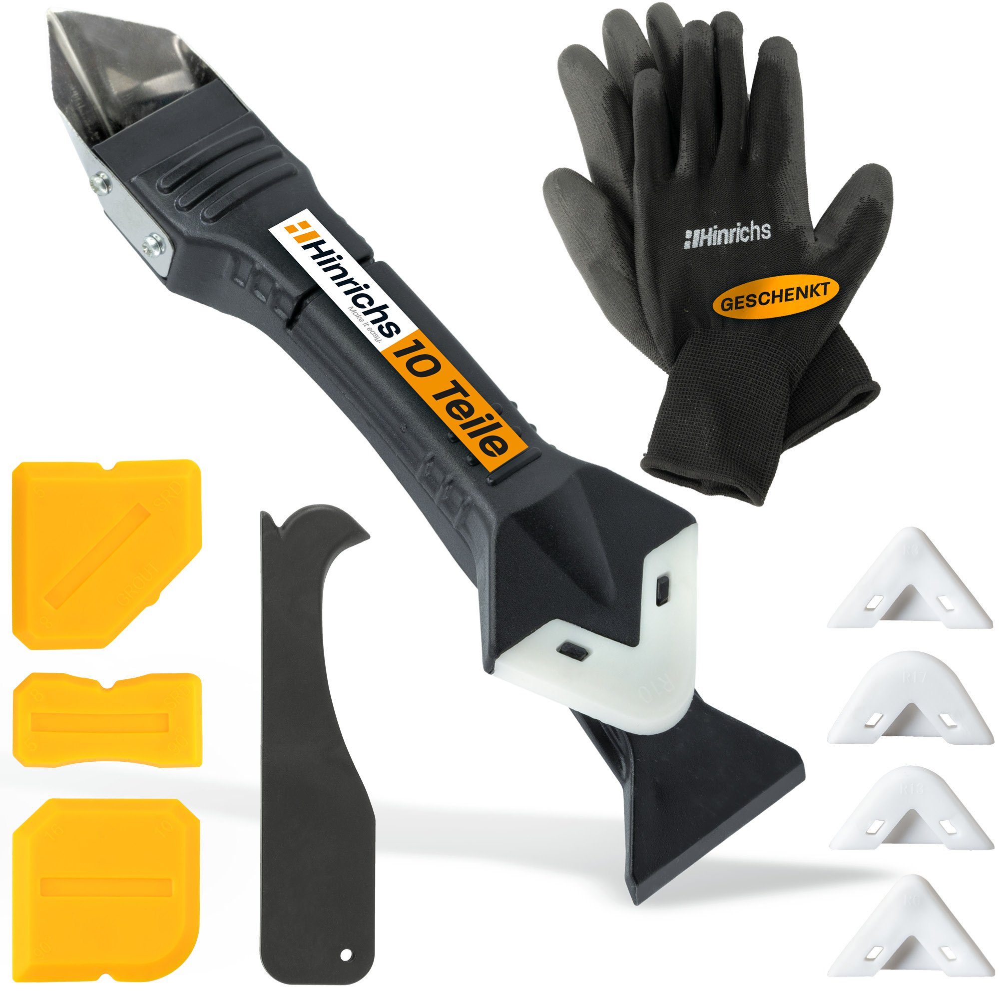Hinrichs Multitool Silikonentferner, (Set), Fugenglätter, 3 in 1 Silikon Werkzeug