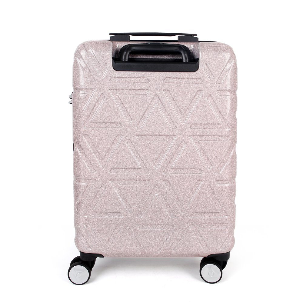 mit 24-Zoll-Koffer TSA-Schloss, NEWCOM rosa Glitzer, Prägung geometrische Hartschalen-Trolley