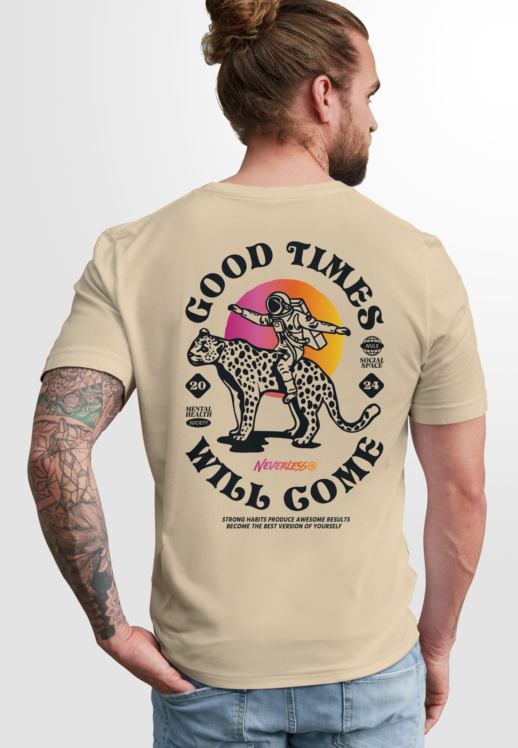 Neverless Print-Shirt Herren T-Shirt Backprint Rücken-Aufdruck günstig online kaufen