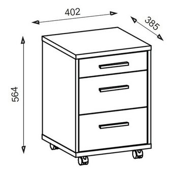 PREISBRECHER Rollcontainer Clermont, (BxHxT: 40x56x40 cm), in weiß mit 3 Schubladen