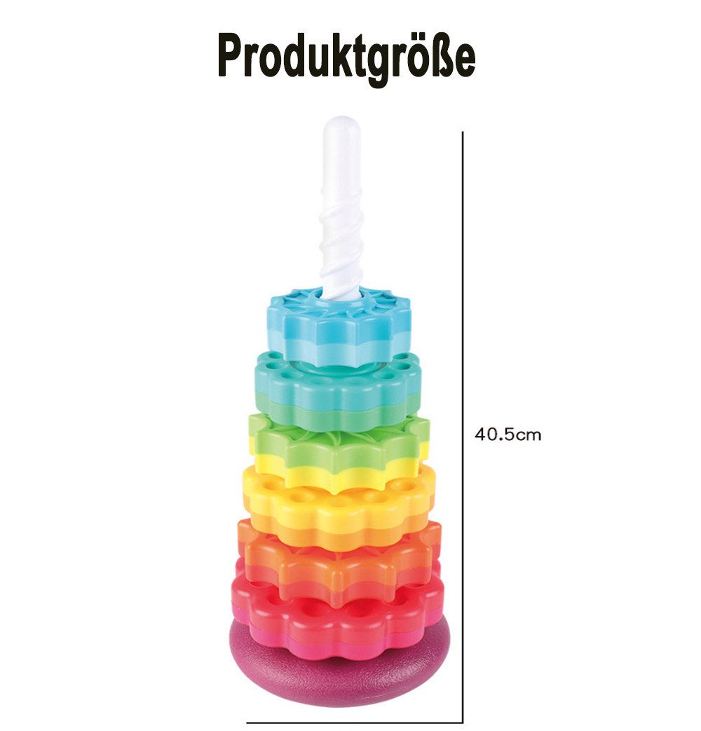 CLTYQ Stapelspielzeug Drehbare Stapelspielzeuge für kinder, Regenbogen-Ring-Stapelturm, Montessori-Spielzeug,sensorisches Lernspielzeug für Autismus